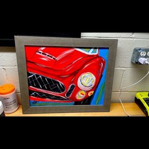 “Red Ferrari “ Framed Original Painting for sale by artist.